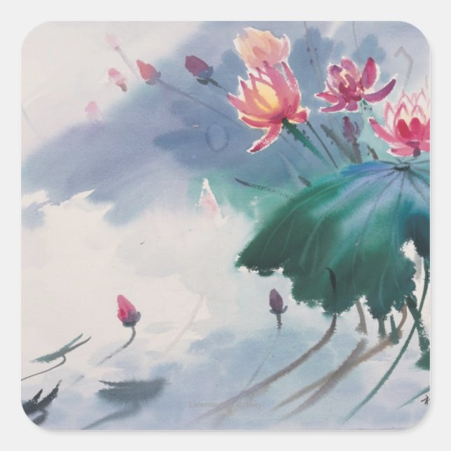 Lotus in the Pond Square Sticker (Front)