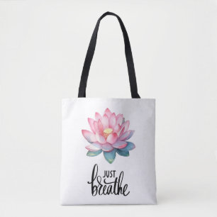 LOTUS JUST BREATHE CANVAS TOTE BAG