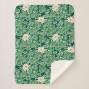Lotus Lagoon Pattern - The White Lotus Sherpa Blanket