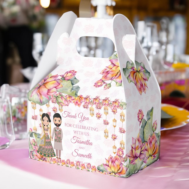 Lotus lanterns Indian mehndi personalised  Favor Box (Lotus lanterns Indian mehndi personalized Favor Box)