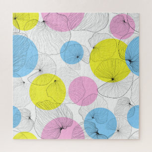 Lotus Leaves Colourful Spots Pattern Jigsaw Puzzle