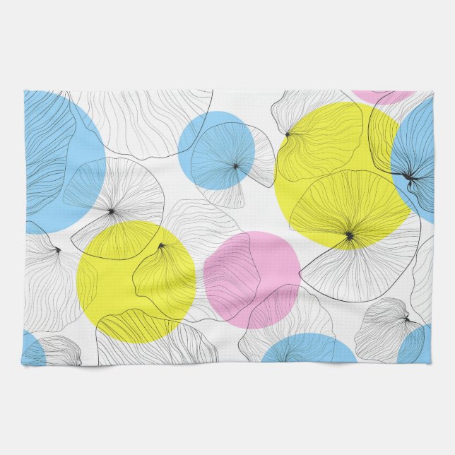 Lotus Leaves Colourful Spots Pattern Kitchen Towel (Horizontal)