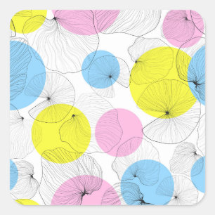 Lotus Leaves Colourful Spots Pattern Square Sticker
