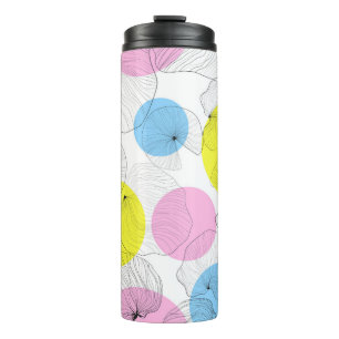 Lotus Leaves Colourful Spots Pattern Thermal Tumbler