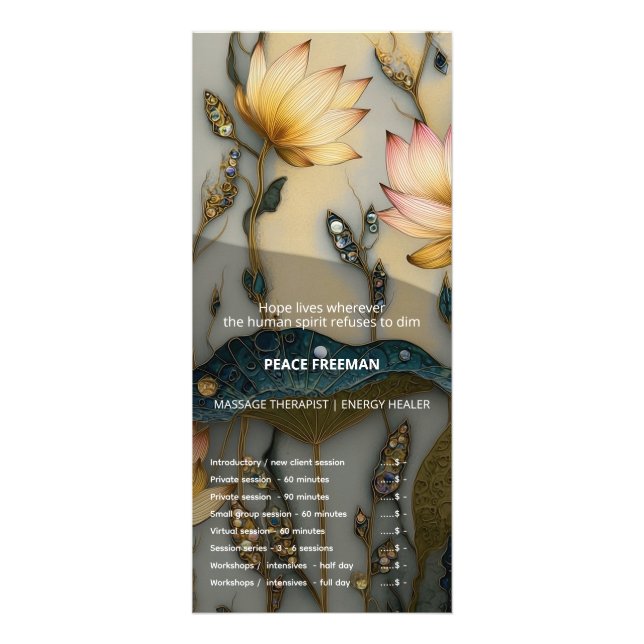 Lotus Light Awakening | botanical Design Rack Card (Front)
