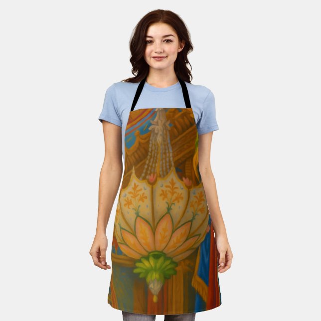 Lotus Light – Royal Pavilion Chandelier Print Apron (Worn)