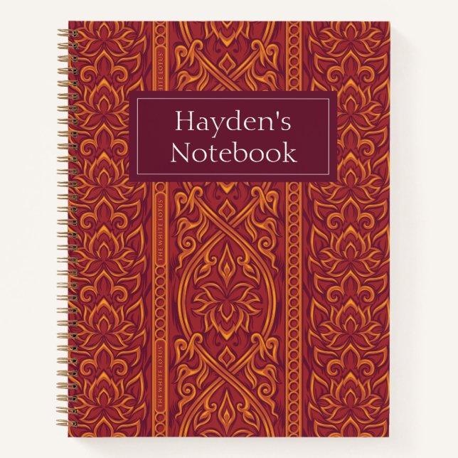 Lotus Luxe Tapestry Pattern - The White Lotus Notebook (Front)