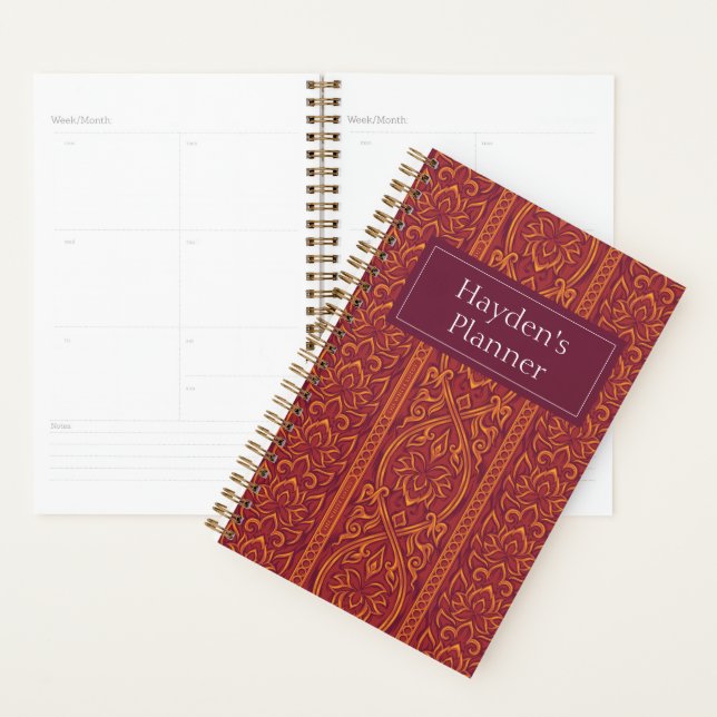 Lotus Luxe Tapestry Pattern - The White Lotus Planner (Display)