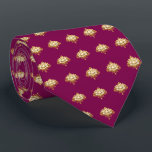 Lotus Magenta Gold Pattern Luxury Indian Wedding Tie<br><div class="desc">An elegant ivory and golden lotus flower has delicate vertical strangs hanging from beneath it on which pearls appear. The design is ornate yet simple in appearance and has a timeless, elegant charm. Set against a warm magenta plum background this is ideal for any Indian wedding; a milestone celebration or...</div>