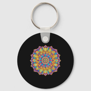 Lotus Mandala Boho Yoga Meditation Keychain