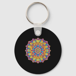 Lotus Mandala Boho Yoga Meditation  Keychain