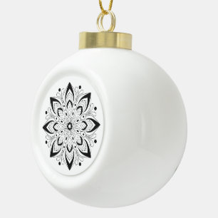 Lotus Mandala Design  Ceramic Ball Christmas Ornament