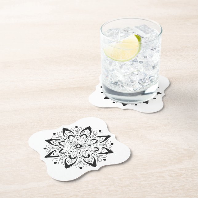 Lotus Mandala Design Paper Coaster (Insitu)