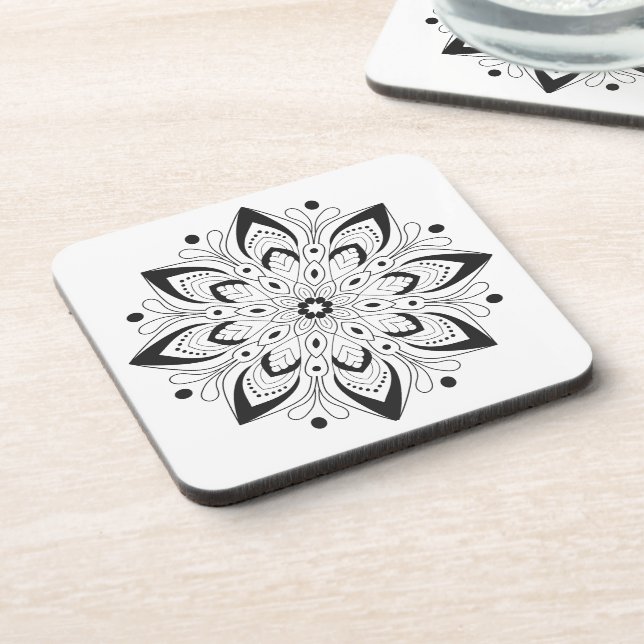 Lotus Mandala Design plastic coaster (Left Side)