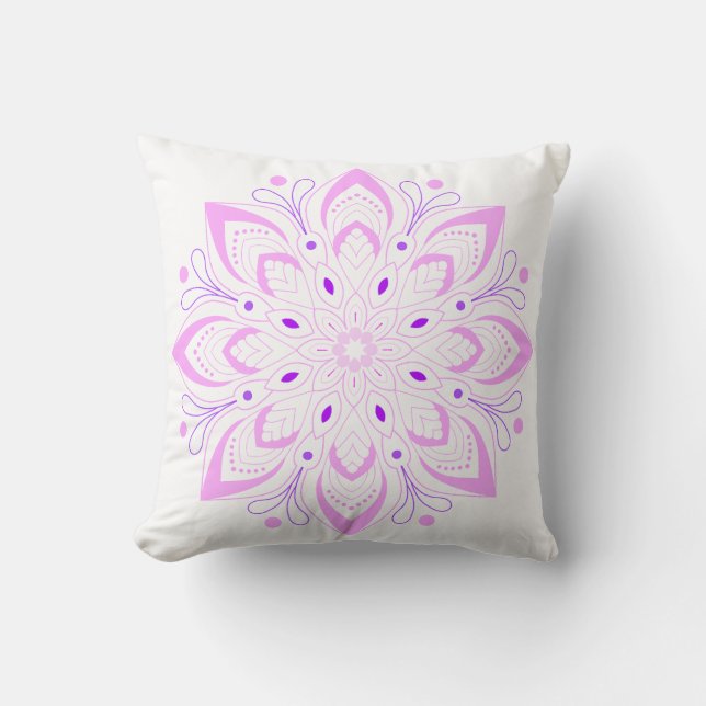 Lotus Mandala Design  Throw Pillow (Front)