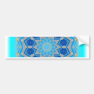 Lotus mandala in turquoise and blue bumper sticker