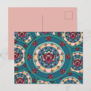 Lotus Mandala Lotus Flower Floral Postcard