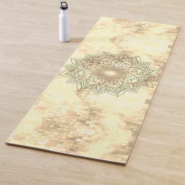 Lotus Mandala on Gold Shimmery Brick Yoga Mat (In Situ)
