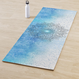 Lotus Mandala on Speckled Blue Yoga Mat