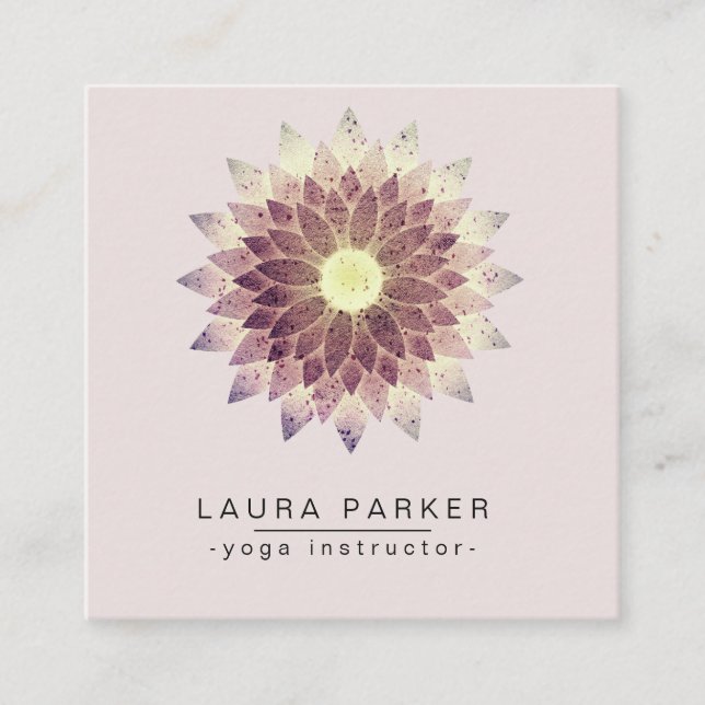 Lotus Mandala Paint Yoga Instructor Holistic Square Business Card (Front)