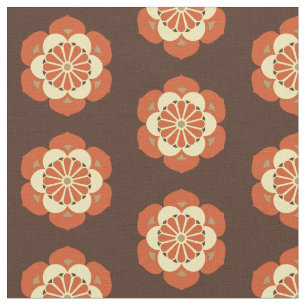 Lotus Mandala Print, Brown, Rust and Yellow Fabric