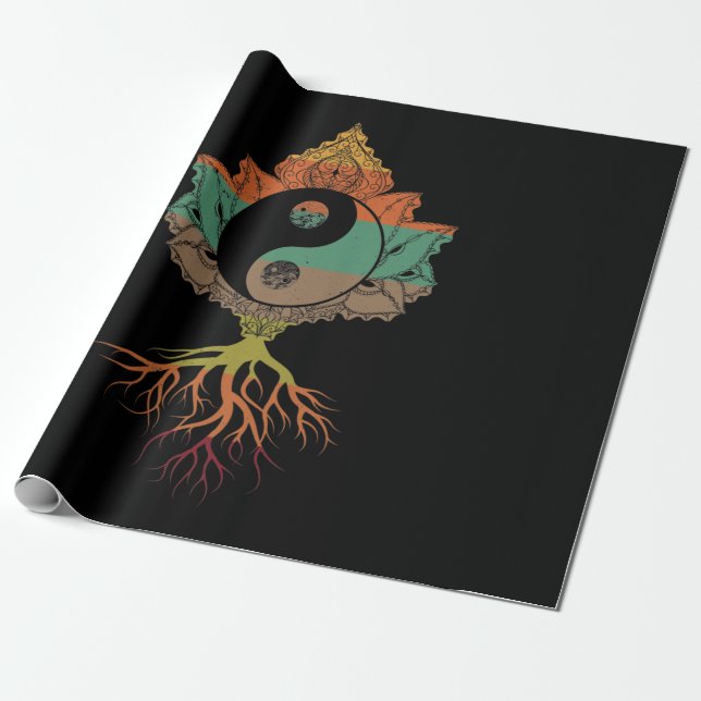 Lotus Mandala Yin Yang Sacred Geometry Spiritual Wrapping Paper (Unrolled)