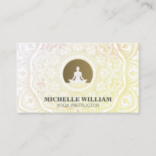 Lotus Meditation Pose Mandala Ornate Design Business Card