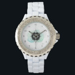*~* Lotus Moon Stars Sacred Geometry Spiritual Watch<br><div class="desc">*~* Soothing Sacred Symbol Path To Nirvana Sacred Geometry Spiritual Metaphysical New Age Watch. Included is a lotus the moon and stars. There is a watercolor faint turquoise background. The sacred geometry spiritual new age metaphysical symbol is drawn in black which makes for a striking contract to the watercolor element....</div>