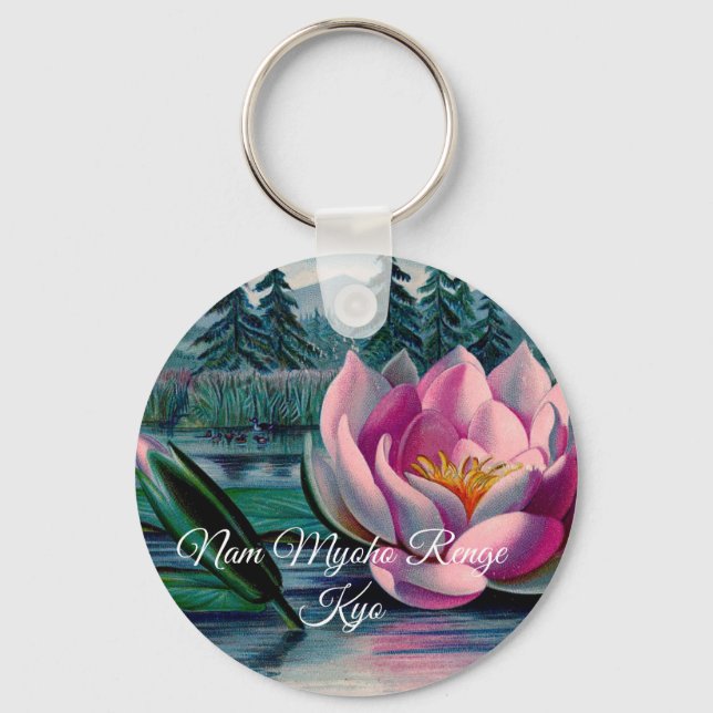 Lotus Nam Myoho Renge Kyo Buddhist Keychain (Front)