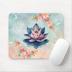 Lotus of Still Waters – Pastel Botanical Peace Mouse Pad