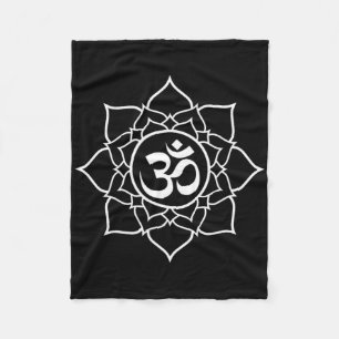 Lotus Ohm Om Symbol Yoga Beginners Meditation Desi Fleece Blanket
