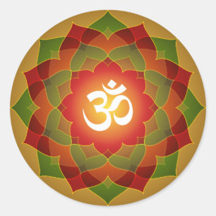 Lotus Om Design Classic Round Sticker
