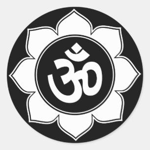 Lotus Om Design Classic Round Sticker