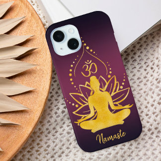 Lotus & Om – Personalized Name Minimalist iPhone 15 Case