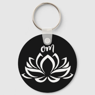 Lotus Om White Keychain