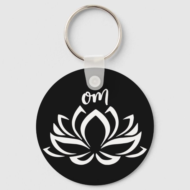 Lotus Om White Keychain (Front)
