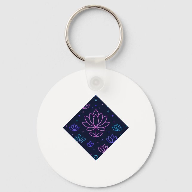 Lotus Pattern Geometric Dark  Keychain (Front)