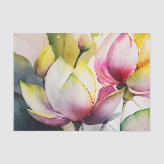 LOTUS pink floral decoupage paper (Front)