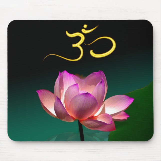 Lotus/Pink+Magenta+Om, DIY text Mouse Pad (Front)