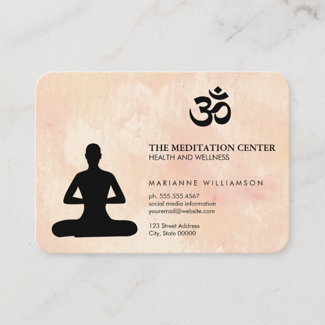 Lotus Pose Om Icon Business Card (Front)