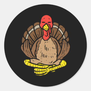 Lotus Pose Yoga Lover Turkey Yogi Funny Thanksgivi Classic Round Sticker