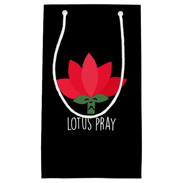 Lotus Pray Funny Plant Pun Dark BG Small Gift Bag (Front)