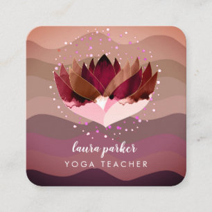 Lotus Purple Mandala Meditation Yoga Boho   Square Business Card