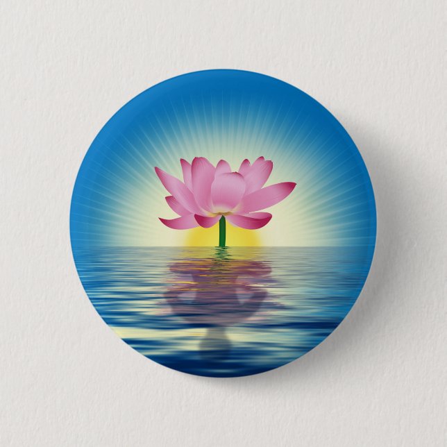Lotus Reflection 2 Inch Round Button (Front)