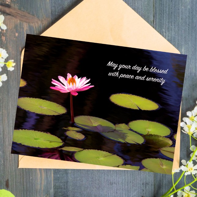 Lotus Rose Avec Paix Et Carte Postale Sérénissime (Embrace peace and serenity with this inspiring pink lotus, symbolizing purity and beauty.)
