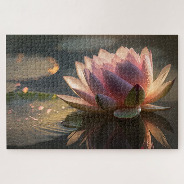 Lotus rose dans la lumière du matin Jigsaw Puzzle (Horizontal)