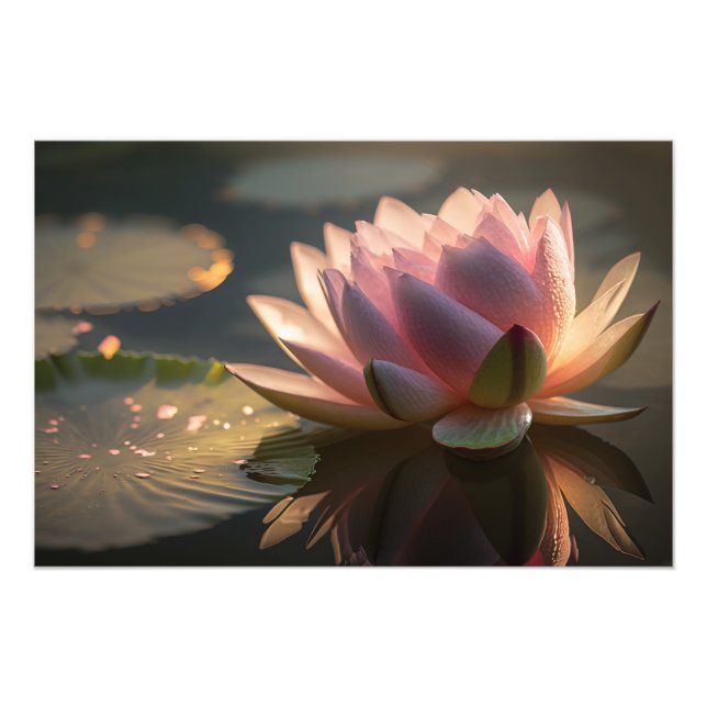 Lotus rose dans la lumière du matin Photo agrandis (Devant)