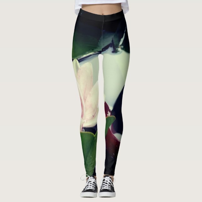 Lotus rose Fleur Photographie Leggings (Devant)