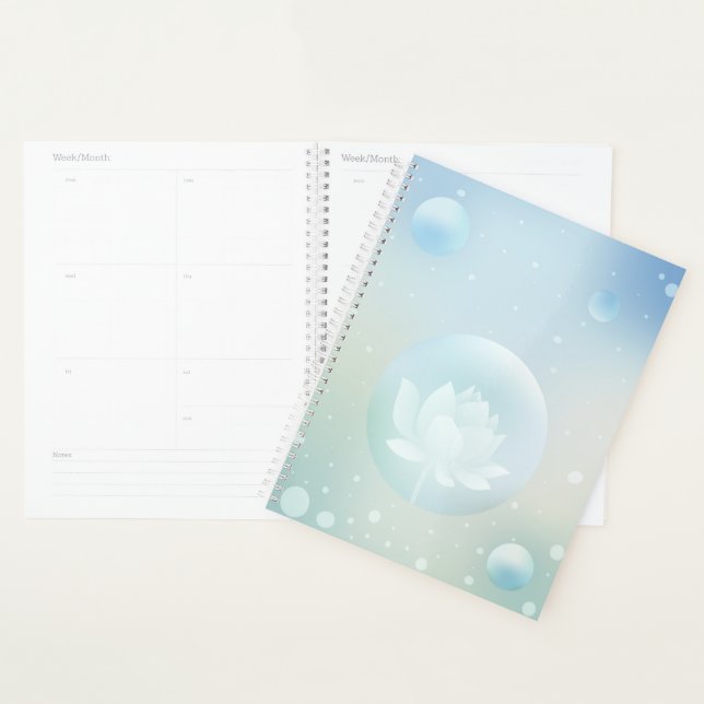 Lotus Serenity Hardcover Daily Planner (Devant avec enveloppe)
