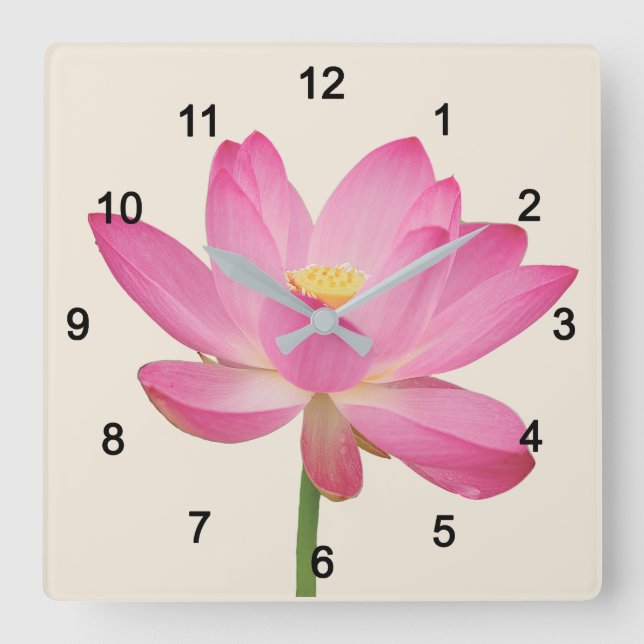 Lotus Square Wall Clock (Front)